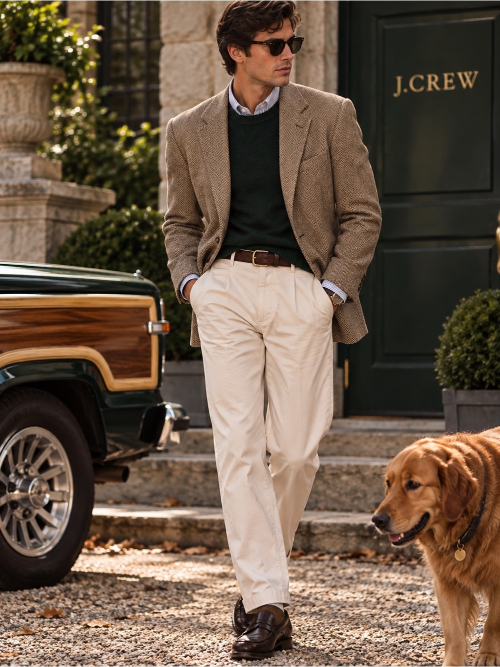 J. Crew Men's Italian Cloth Brown and Tan Ludlow Herringbone Tweed Blazer